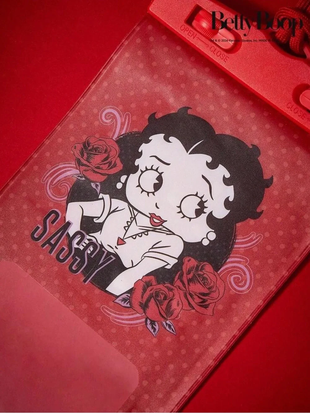 Betty Boop Pink-Red Waterproof Phone Pouch with Graphic